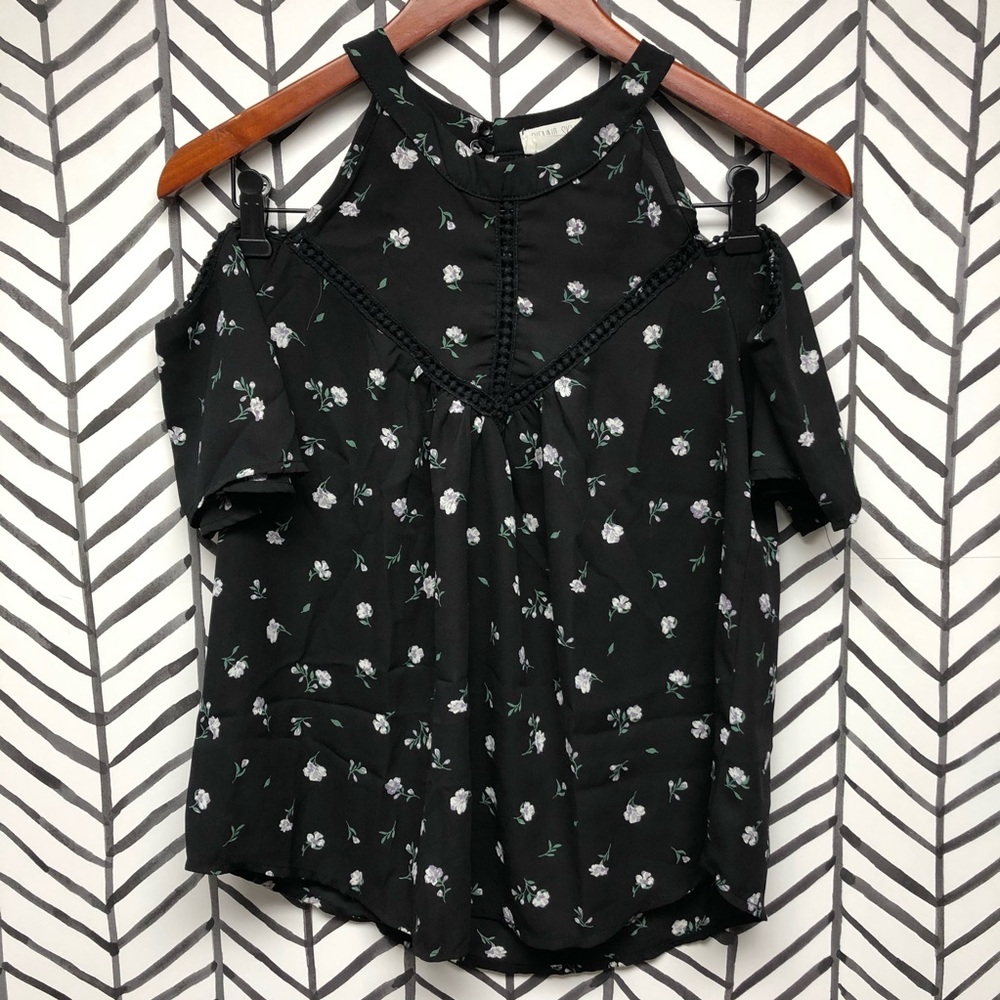 Sienna Sky Floral Halter Cold Shoulder Blouse